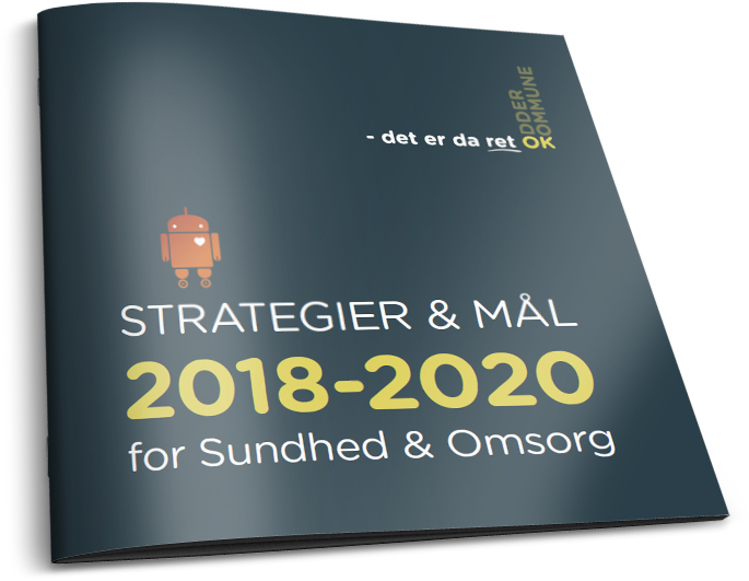 Mockup af folder med indstik til Sundhed & Omsorg i Odder Kommune