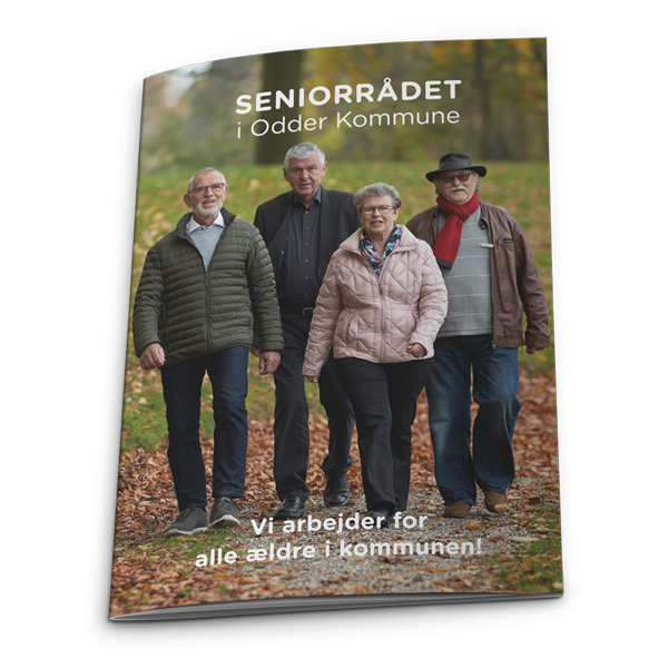 Mockup af folder til Seniorrådet i Odder Kommune