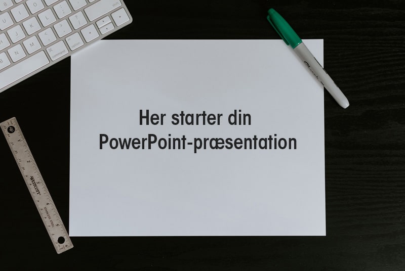 En powerpoint-præsentation af virksomhed starter på et stykke papir